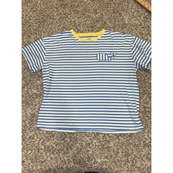 Girl’s Vineyard Vines Boxy Whale Patch Pink & Blue Striped T-Shirt Size 14 READ - Picture 7 of 11
